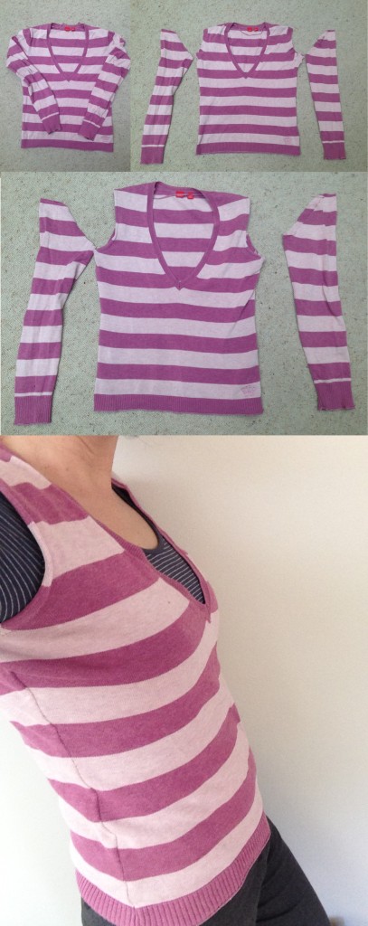 Up cycled Stripe Jumper to Vest